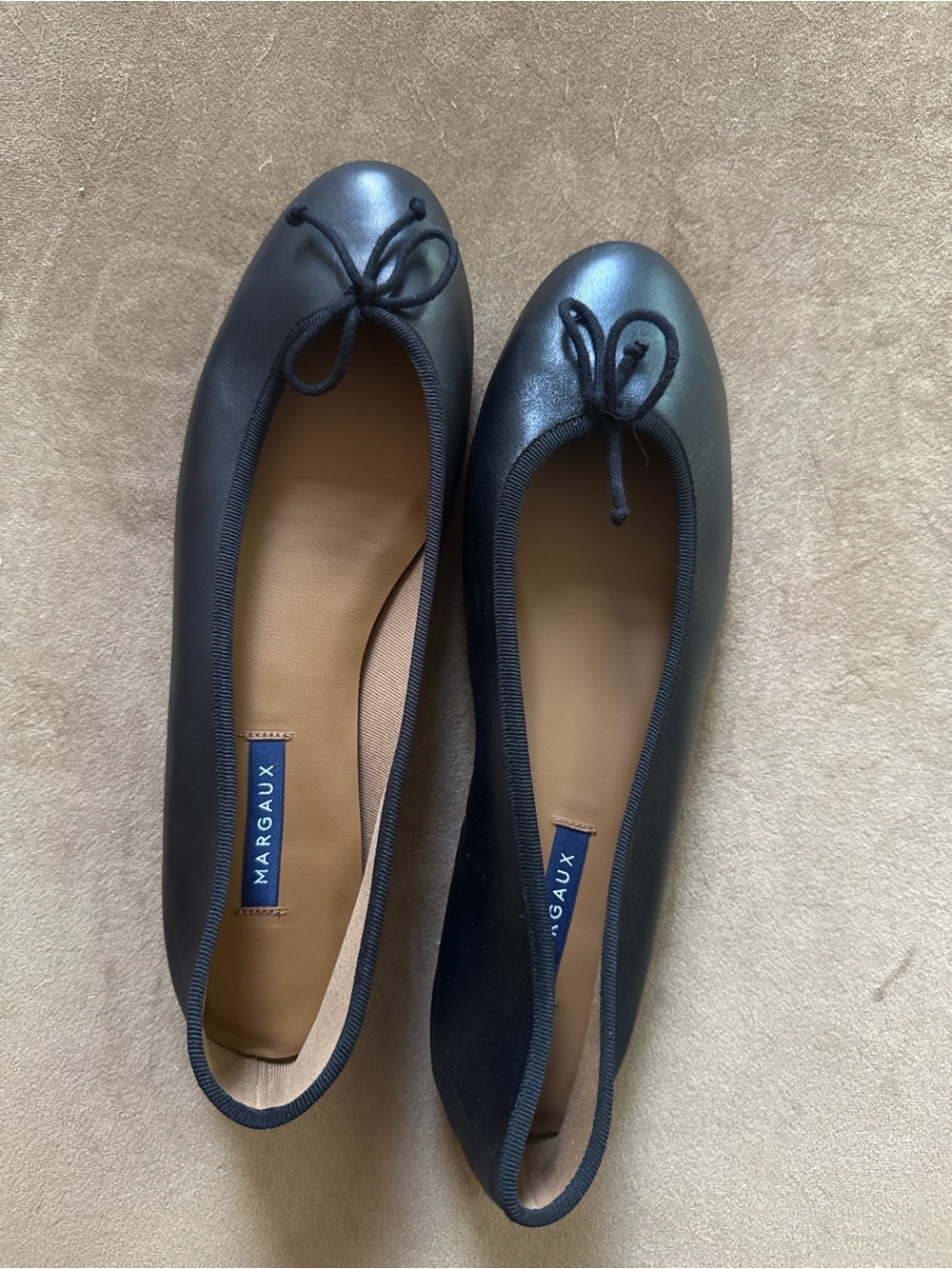 Margaux Black Leather Ballet Flats with Knot Trim